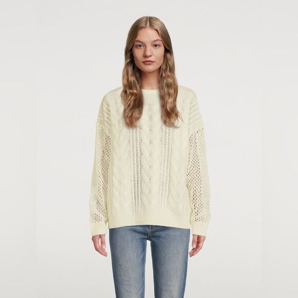 NAADAM Open Cable Merino Wool Cashmere Crewneck Sweater Size XL NWT - Picture 5 of 6